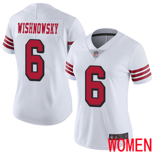 San Francisco 49ers Limited White Women Mitch Wishnowsky NFL Jersey 6 Rush Vapor Untouchable